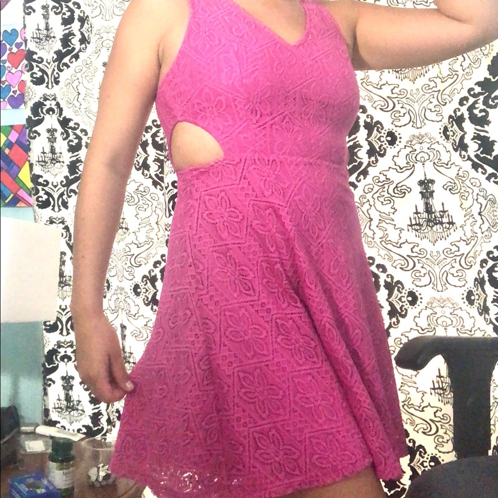 adorable pink dress with floral design